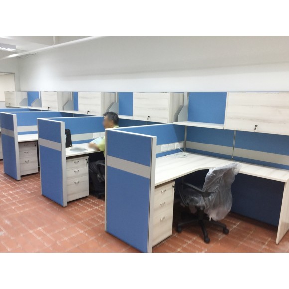 Office Workstation with Hanging Cabinets