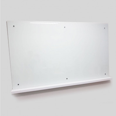 Wall hung glass whiteboard with marker tray