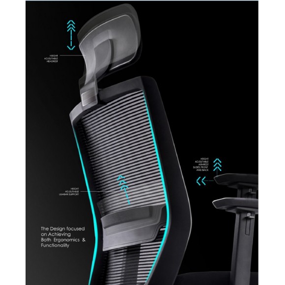 Ergonomic High Mesh Back Chair with Adjustable Armrest