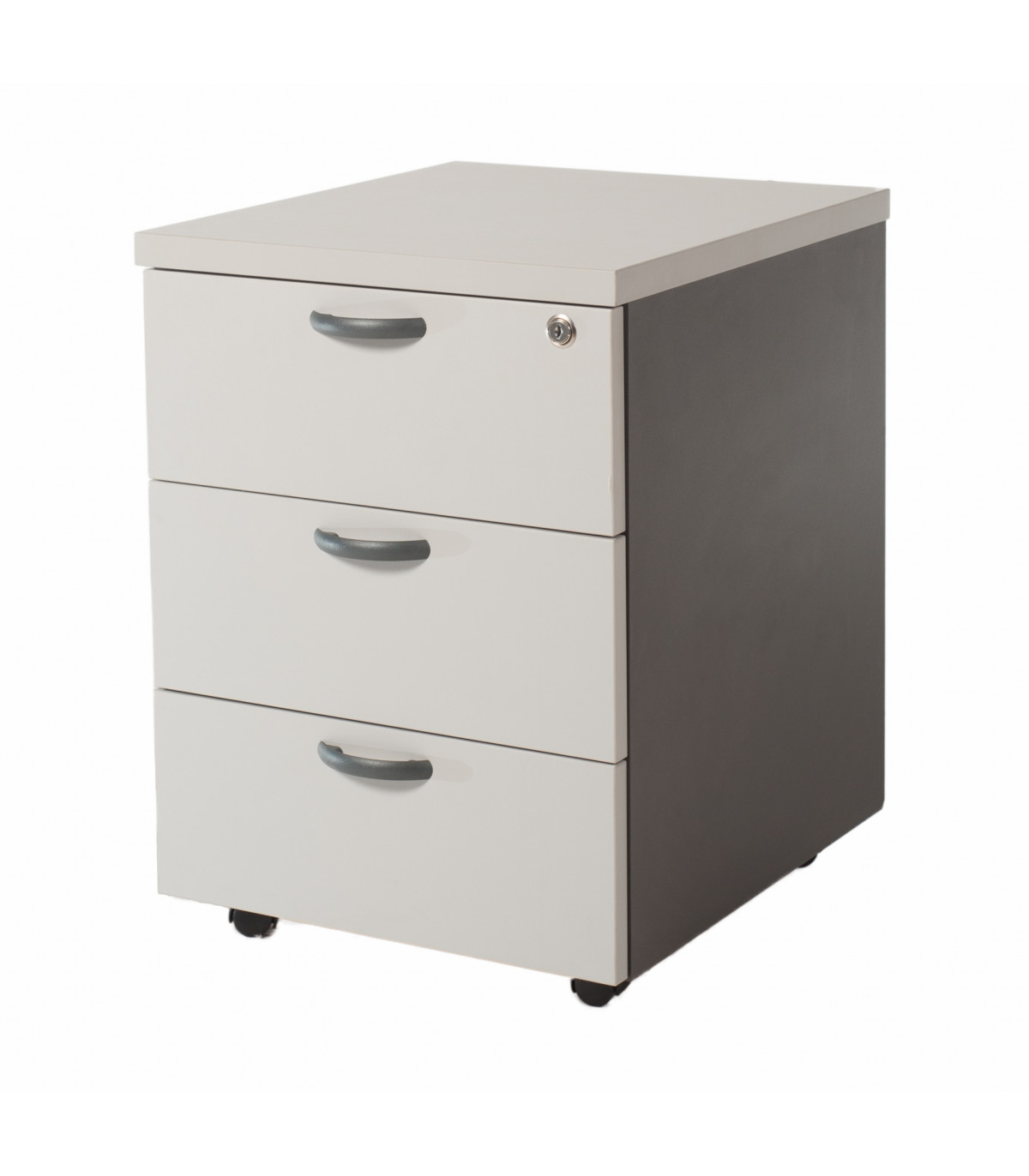 Two Drawer Lockable Mobile Pedestal in White Finish 