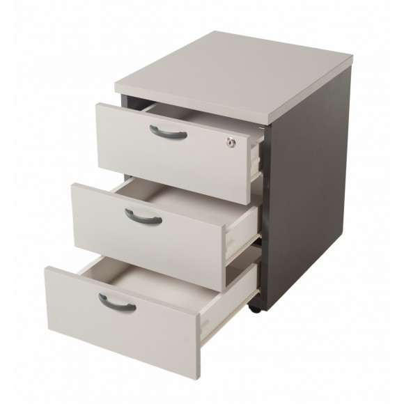 3-Drawer Mobile Pedestal (Grey)